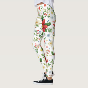 Medias con patrón floral navideño festivo