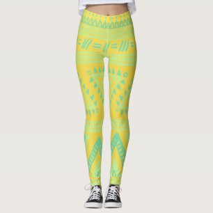 Medias con Patrón Tribal Aqua Amarillo