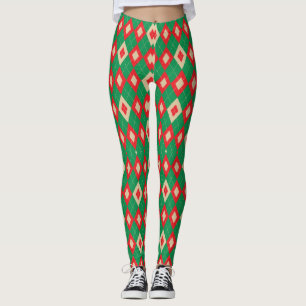 Medias con un argyle festivo rojo y verde 
