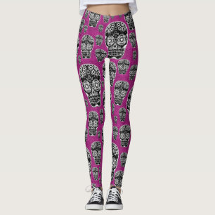 Medias de calavera rosa con efecto brillo