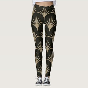 Medias de diseño Art Deco marrón y beige