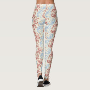 Medias de estampado de cachemira rojo crema y azul