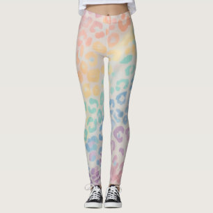 Medias de estampado de leopardo de arcoíris de pas