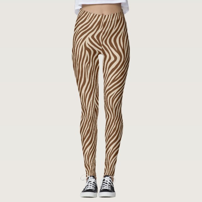 Medias de moda con estampado de cebra terroso (Anverso)