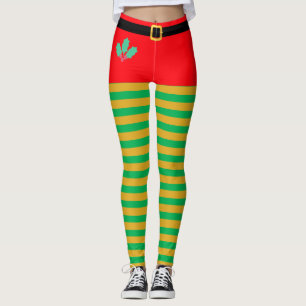 Medias de moda de elfo de Navidad a rayas