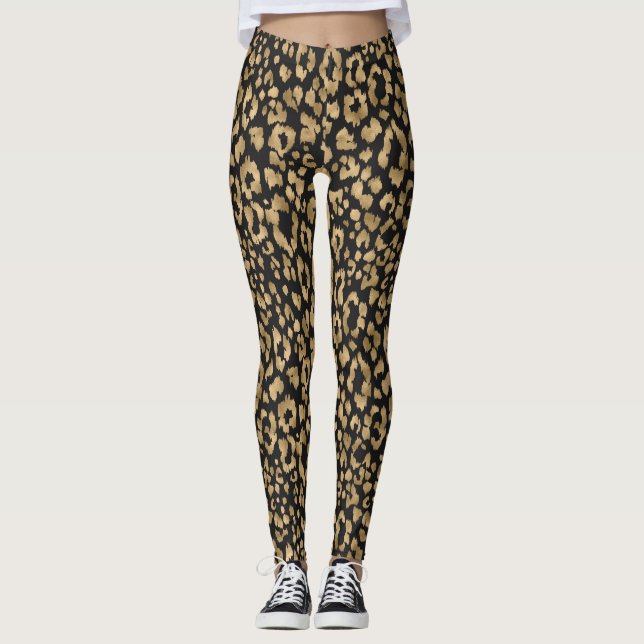 Medias de mujer estampado animal dorado/negro (Anverso)