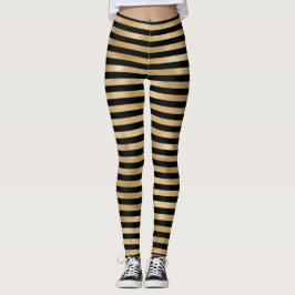 Medias De Mujer Rayadas De Negro Y Dorado