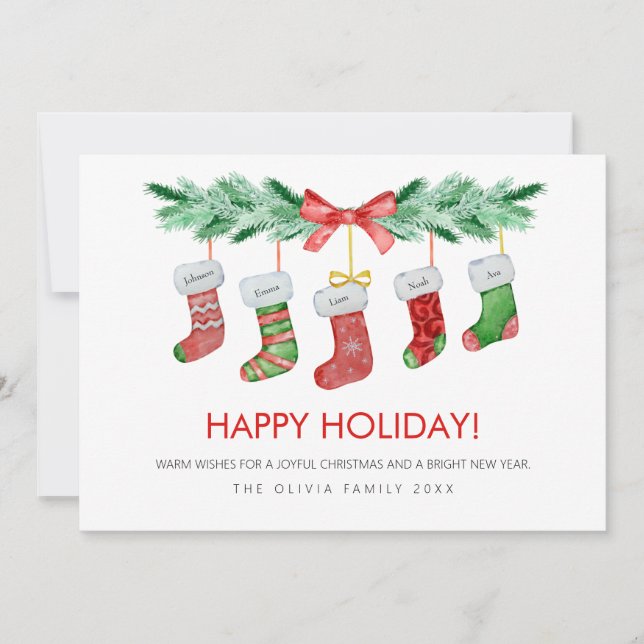 Medias de Navidad 5 Nombres de Familia Feliz (Anverso)