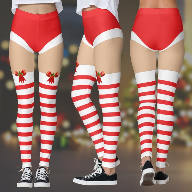 Medias de Navidad a rayas seductoras (Festive Fun: Striped Christmas Stockings Leggings 🎄🎁)