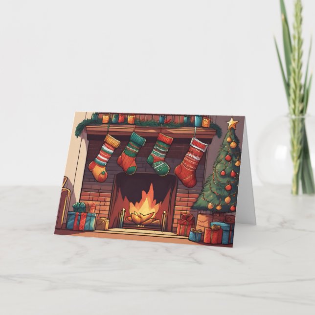 Medias de Navidad colgadas sobre la chimenea (Anverso)