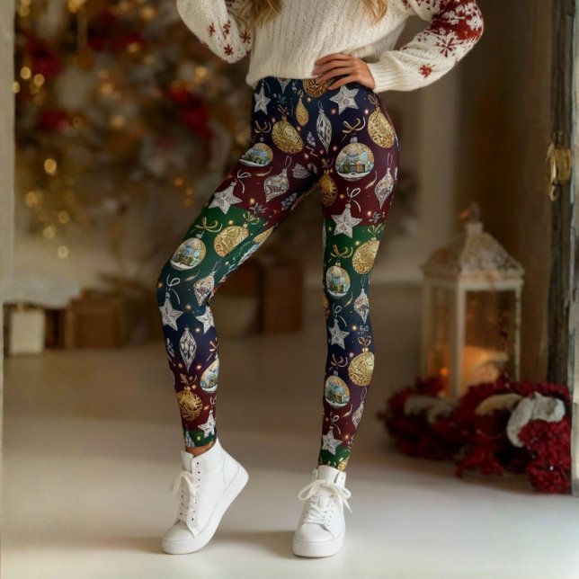 Medias de Navidad con Adornos (Step into the season with our Christmas Ornament Leggings by Becky Boom)