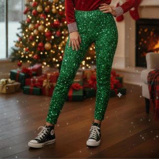 Medias de Navidad con Brillo Verde