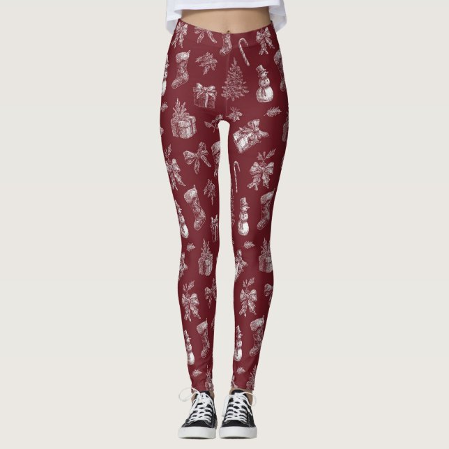 Medias de Navidad con Toile Rojo Vintage (2) (Anverso)
