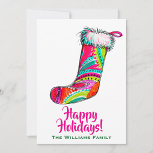 Medias de Navidad Felices Fiestas Boho Monas Rosad