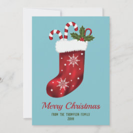 Medias de Navidad Rojas en Azul con Texto Personal