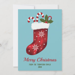 Medias de Navidad Rojas en Azul con Texto Personal