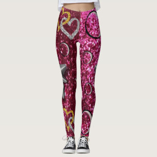 medias de oro plata leggings rosa largo