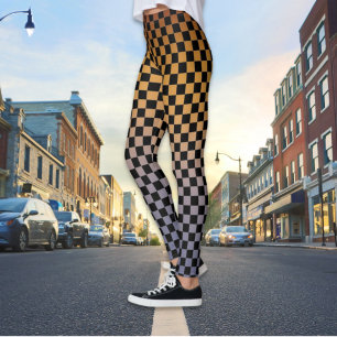 Medias de puesta de sol naranja y púrpura a cuadro