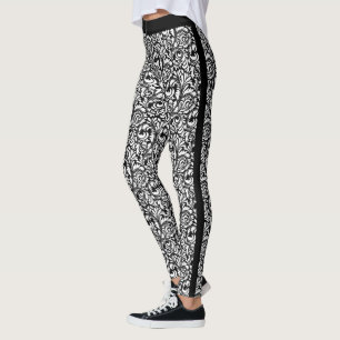 Medias De Remolino Floral Blanco Y Negro