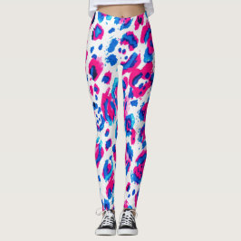 Medias estampadas con leopardo azul rosa neón