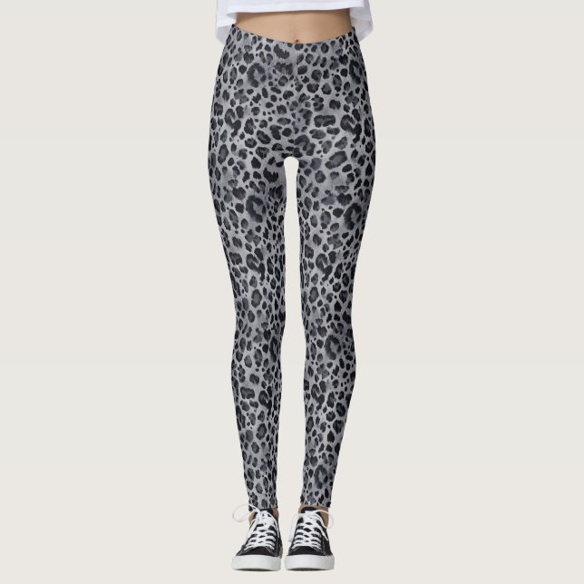 Medias estampadas con leopardo gris y negro (Anverso)