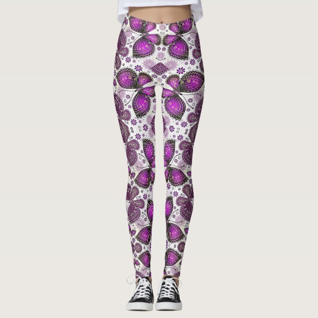 Medias estampadas con murciélago morado (Anverso)