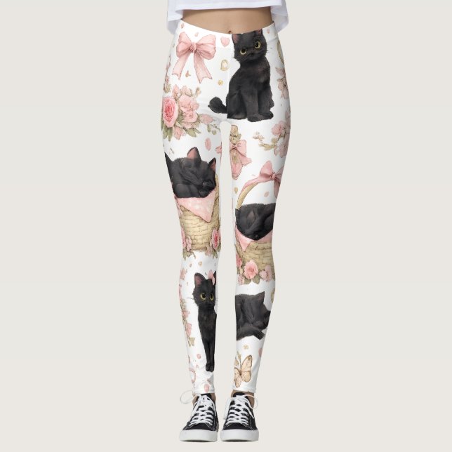 Medias Florales de Gato Negro (Anverso)