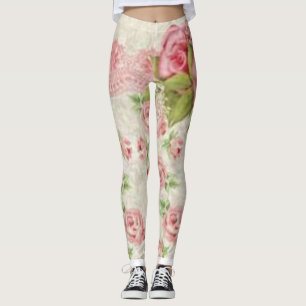 medias largas florales rosadas