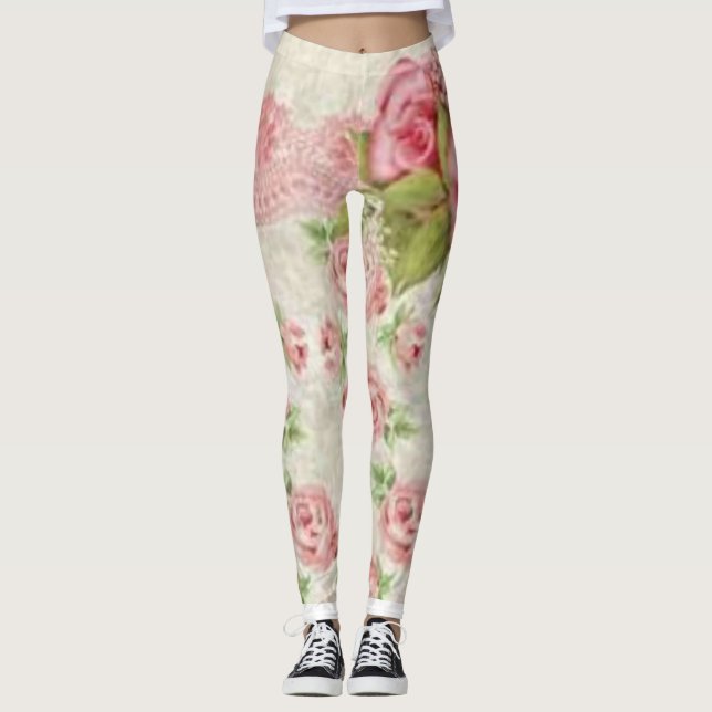 medias largas florales rosadas (Anverso)