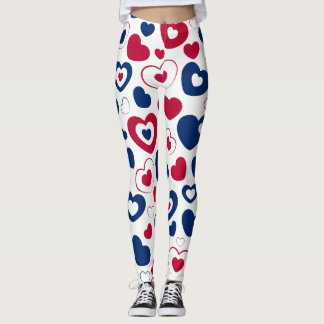 Medias Leggings Corazones Grandes Rojos y Azules