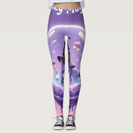 Medias Leggings Kawaii Bruja Globo de Nieve Púrpur