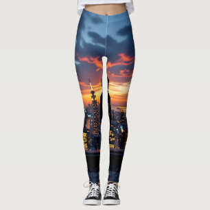 Medias Leggings Reflejos de Puesta de Sol Urbana