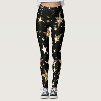Medias negras y doradas con estampado de estrellas