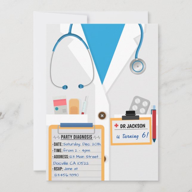 Médica Azul cruje invitación a fiesta de cumpleaño (Anverso)