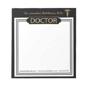 Médica - Bloc de notas de oro y negro