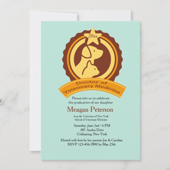 Médica de la invitación a graduación de Vet Med (Anverso)