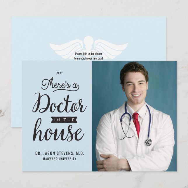 Médica en la invitación para graduación médica en  (Anverso / Reverso)