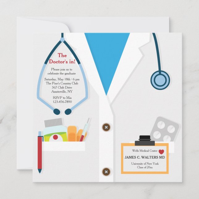 Médica Está En Curso De Invitación A La Graduación (Anverso)