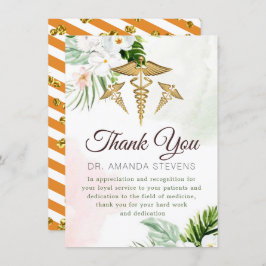 Médica Floral Elegante | Tarjeta de agradecimiento