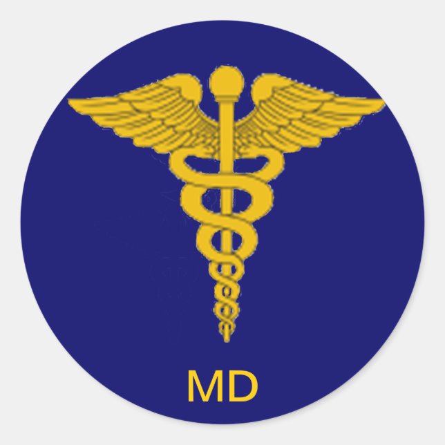 Médica médico Caduceus Pegatina (Anverso)