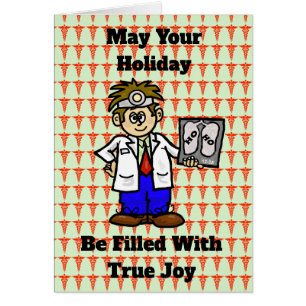 Médica médico con tarjeta de Navidades de rayos X