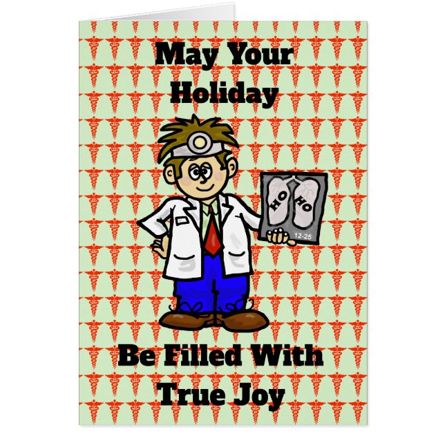 Médica médico con tarjeta de Navidades de rayos X  (Frente)
