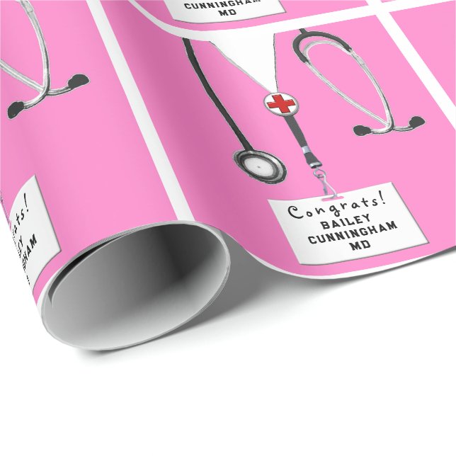 Médica médico felicita por papel de ajuste (Esquina del rollo)