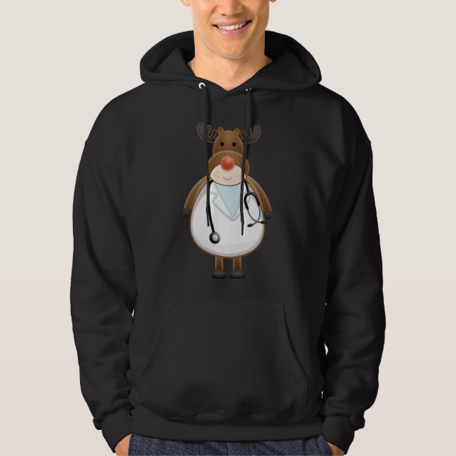 Medical Scrub Top Reindeer Nurse with Stethoscope  (Anverso)