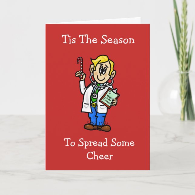 Médico con la tarjeta de Navidad del bastón de (Anverso)