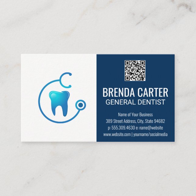 Médico dental | Tarjeta de presentación de código  (Anverso)