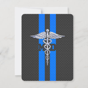 Médico MD Caduceo en Impresión de Fibra de Carbono