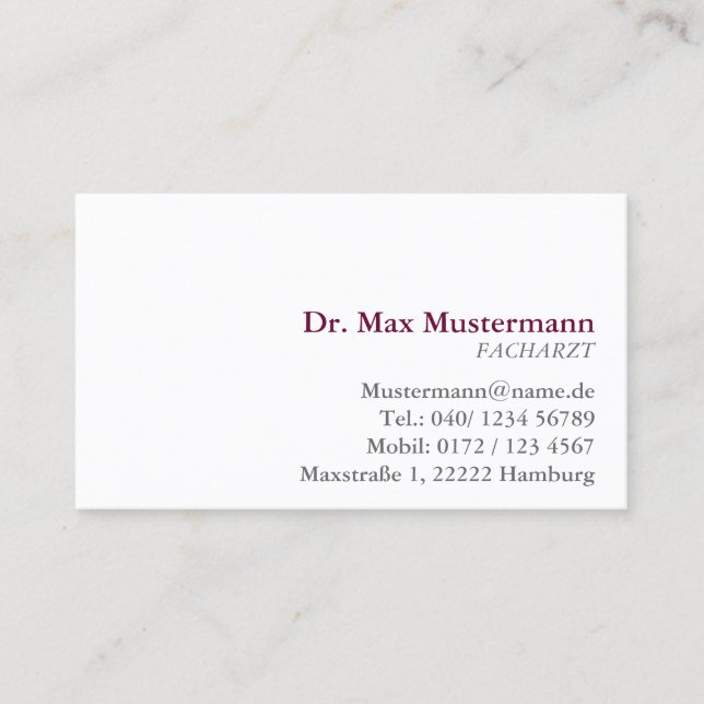 médico sencillo tarjeta de presentación (Anverso)