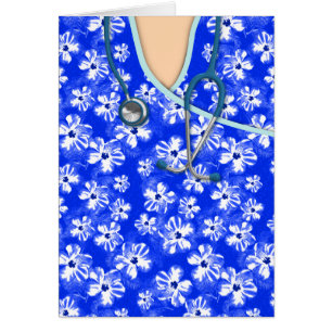 Médico tropical azul y blanco friega