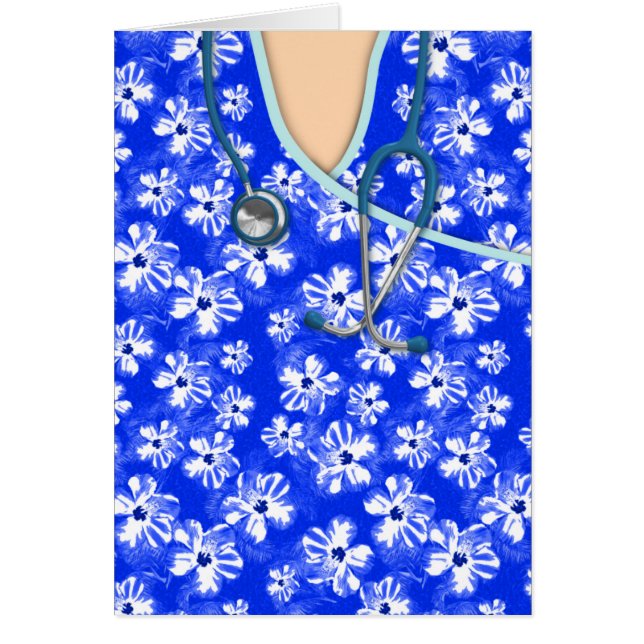 Médico tropical azul y blanco friega (Frente)